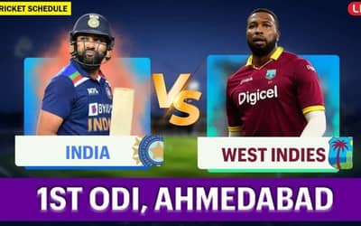 India vs West Indies Live Cricket Score, 1st ODI Match Updates India Won by 6 wickets?