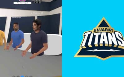 Hardik Pandya, Shubman Gill and Ashish Nehra reveal the logo of Gujarat Titans on Metaverse