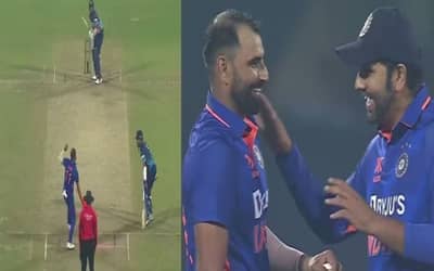 Watch: Shami 'Mankads*' Shanaka on 98, Rohit and Shami withdraw appeal later.