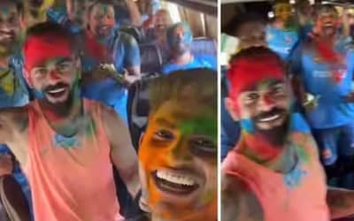 Watch Team Indian Players Virat Kohli, Rohit Sharma, and others celebrating Holi ahead Ind vs Aus 4th test, Full details.