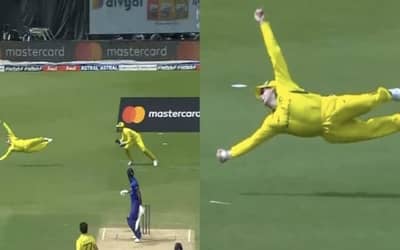 India vs Australia: Watch - Steve Smith grabs one-handed screamer to send Hardik Pandya packing in the second ODI in Visakhapatnam