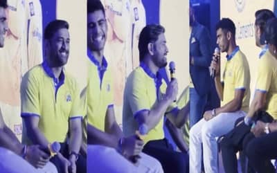 IPL 2023: WATCH: "No one should talk about his No Balls,? MS Dhoni takes hilarious jibe at Rajvardhan Hangargekar in CSK's event