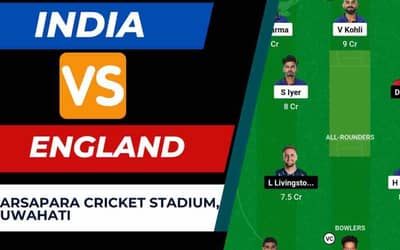 IND vs ENG Dream11 Prediction World Cup Warm-up match No. 4 | India vs England Dream11 Team, Barsapara Cricket Stadium Guwahati Pitch Report