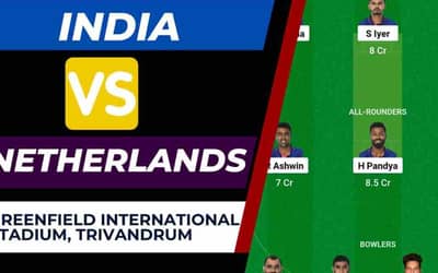 IND vs NED Dream11 Prediction World Cup Warm-up Match, India vs Netherlands Dream11 Team, Greenfield Cricket Stadium Thiruvananthapuram Pitch Report