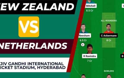 NZ vs NED Dream11 Prediction 6th Match World Cup 2023 | New Zealand vs Netherlands Dream11 Team, Rajiv Gandhi International Cricket Stadium Pitch Report