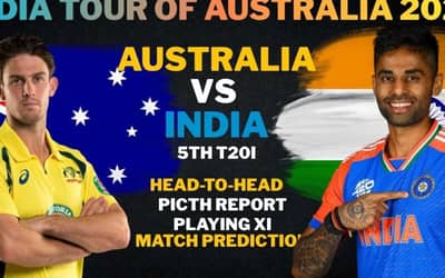 IND vs AUS 5th T20I: Head-to-Head, Playing XI, Players List, Match Prediction, Pitch Report | India Tour of Australia 2025