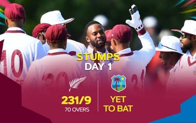 New Zealand vs West Indies 1st Test Live: Day-1 Stumps, NZ 231/9; Half-Century for Kane Williamson
