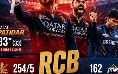 RCB Crushes Gujarat Titans by 92 Runs to Storm Into IPL 2026 Final as Rajat Patidar’s 93* Steals the Show
