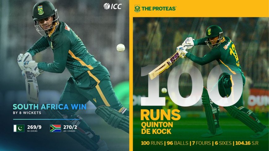Pakistan versus South Africa - South Africa Ride on Quinton de Kock's hundred to Crush Pakistan and level ODI Series 1-1