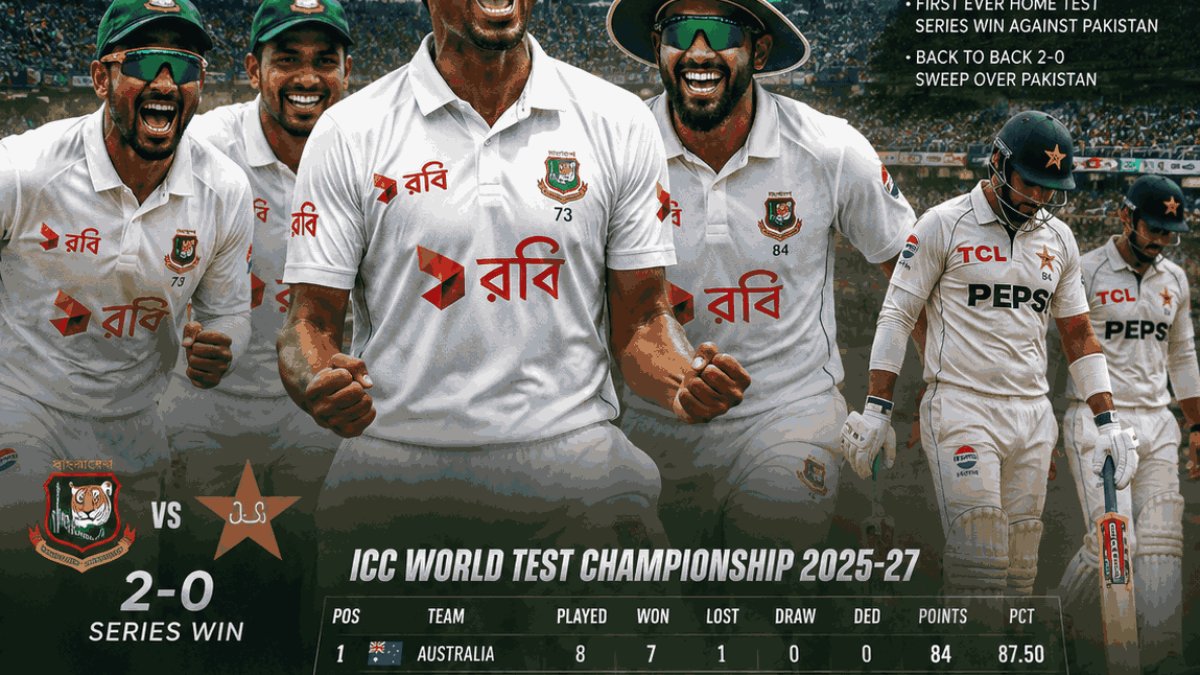 Bangladesh Shock Pakistan, Overtake India in WTC 2025-27 Standings After Historic Test Series Sweep