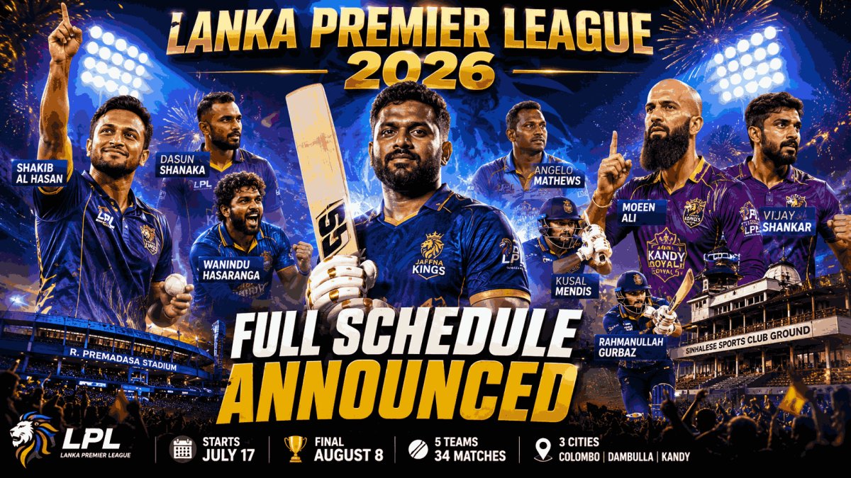 Lanka Premier League 2026 Schedule Announced: Defending Champions Jaffna Kings Begin Title Defence on July 17