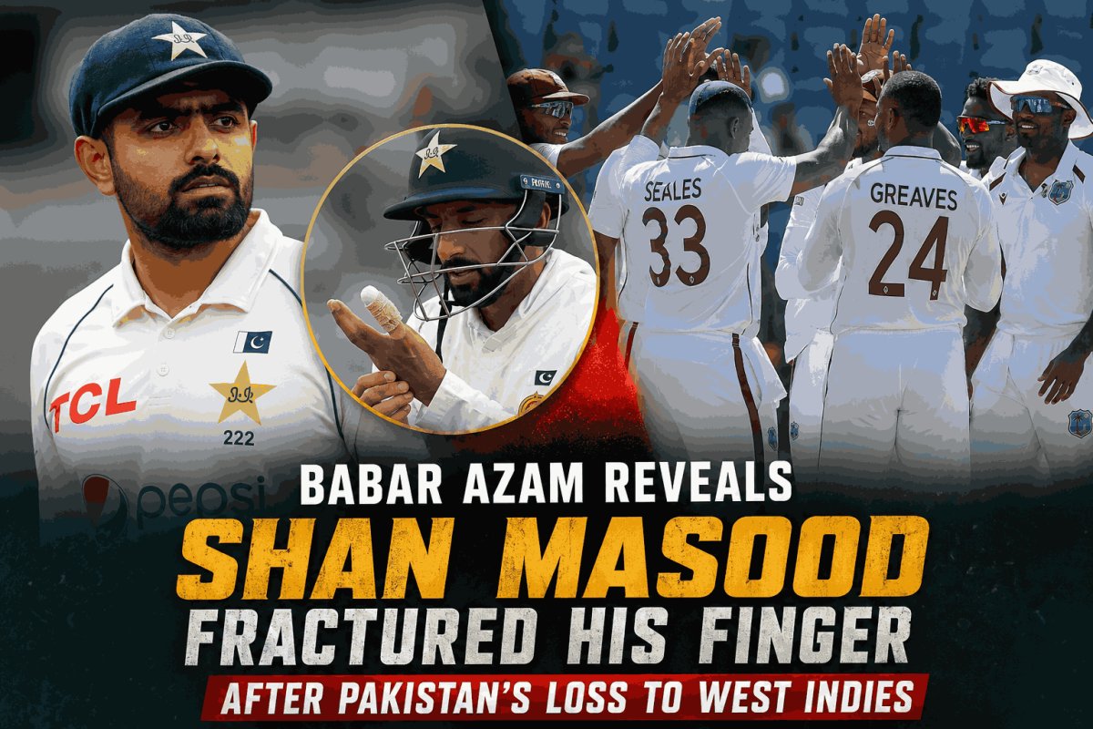 Babar Azam Confirms Shan Masood Fractured His Finger After Pakistan’s Defeat to West Indies; Doubt Over Second Test